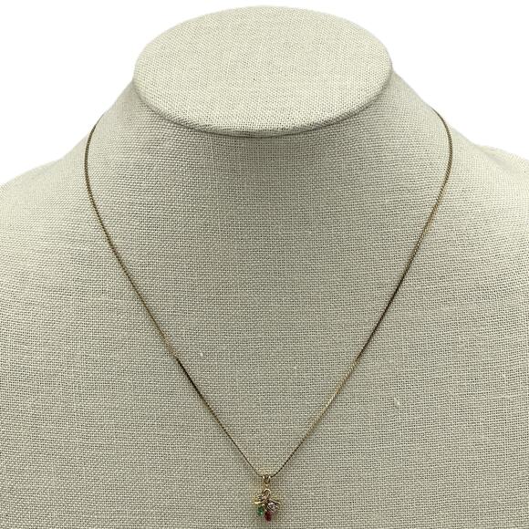 Merlite Gold Tone Necklace Bouquet of Flowers Gemstone Pendant Rope Chain - Picture 3 of 9